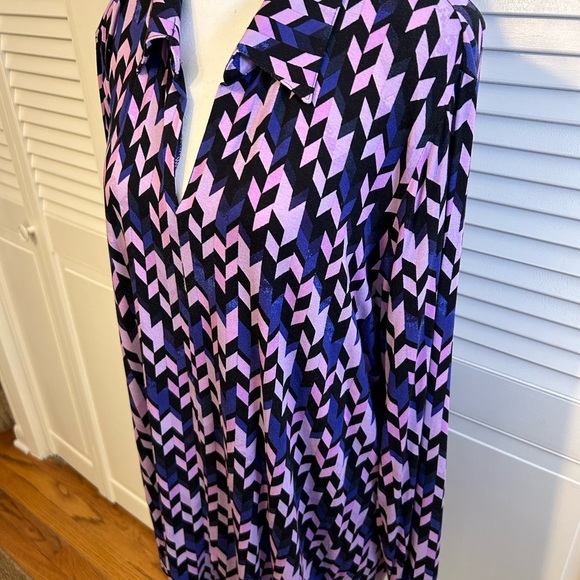 Investments II Essentials Long Sleeve Purple Multi Geometric Top, 2X, EUC - Picture 5 of 7